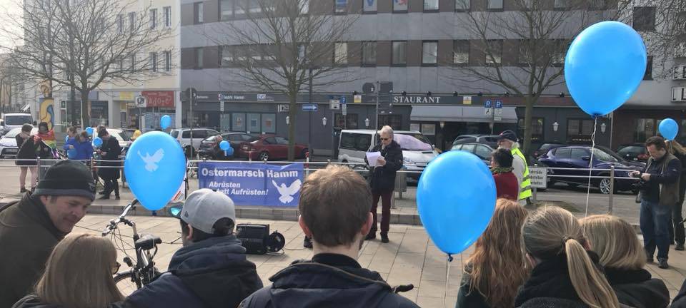 Sprecher beim Ostermarsch 2018 in Hamm