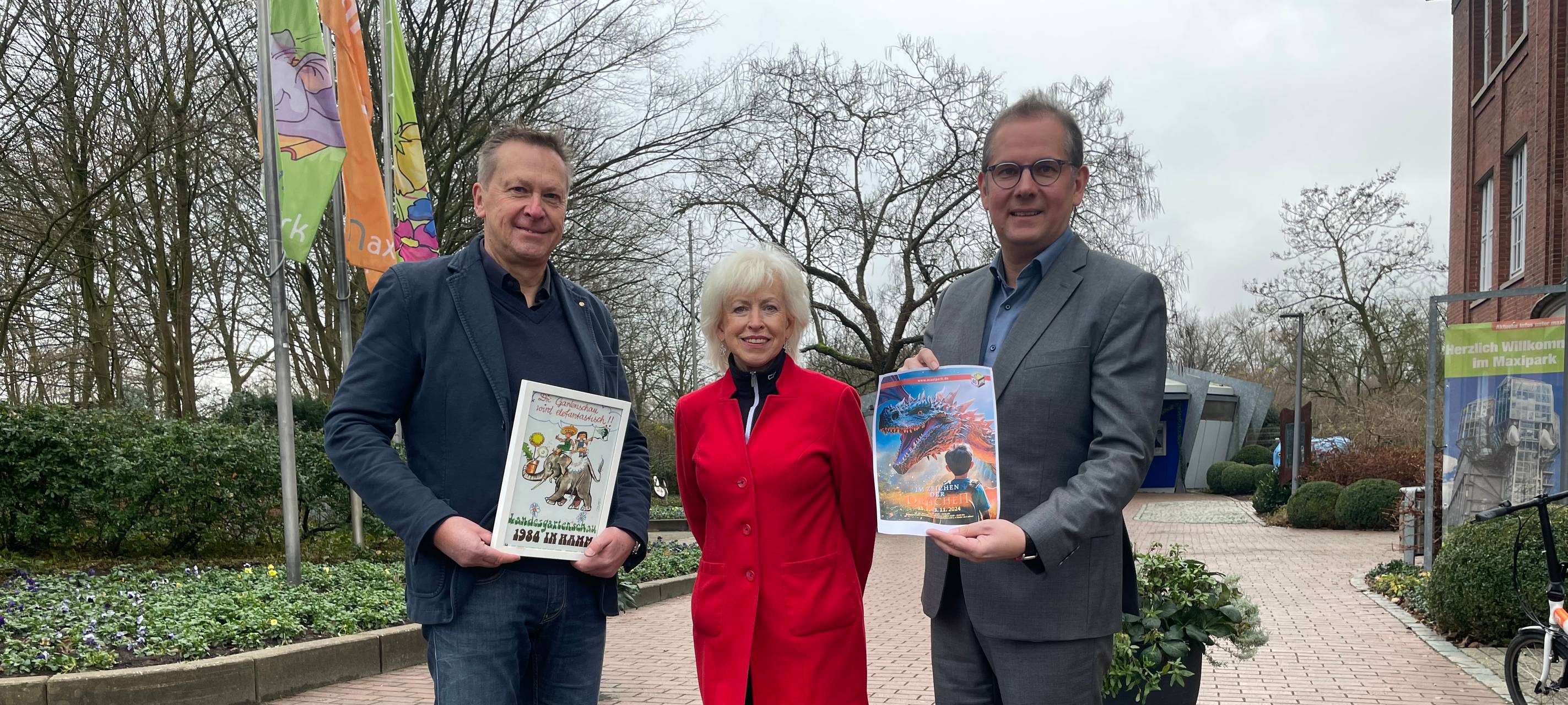 Jörg Rogalla, Monika Simshäuser und Stefan Heitkemper vom Aufsichtsrat des Maxiparks Hamm