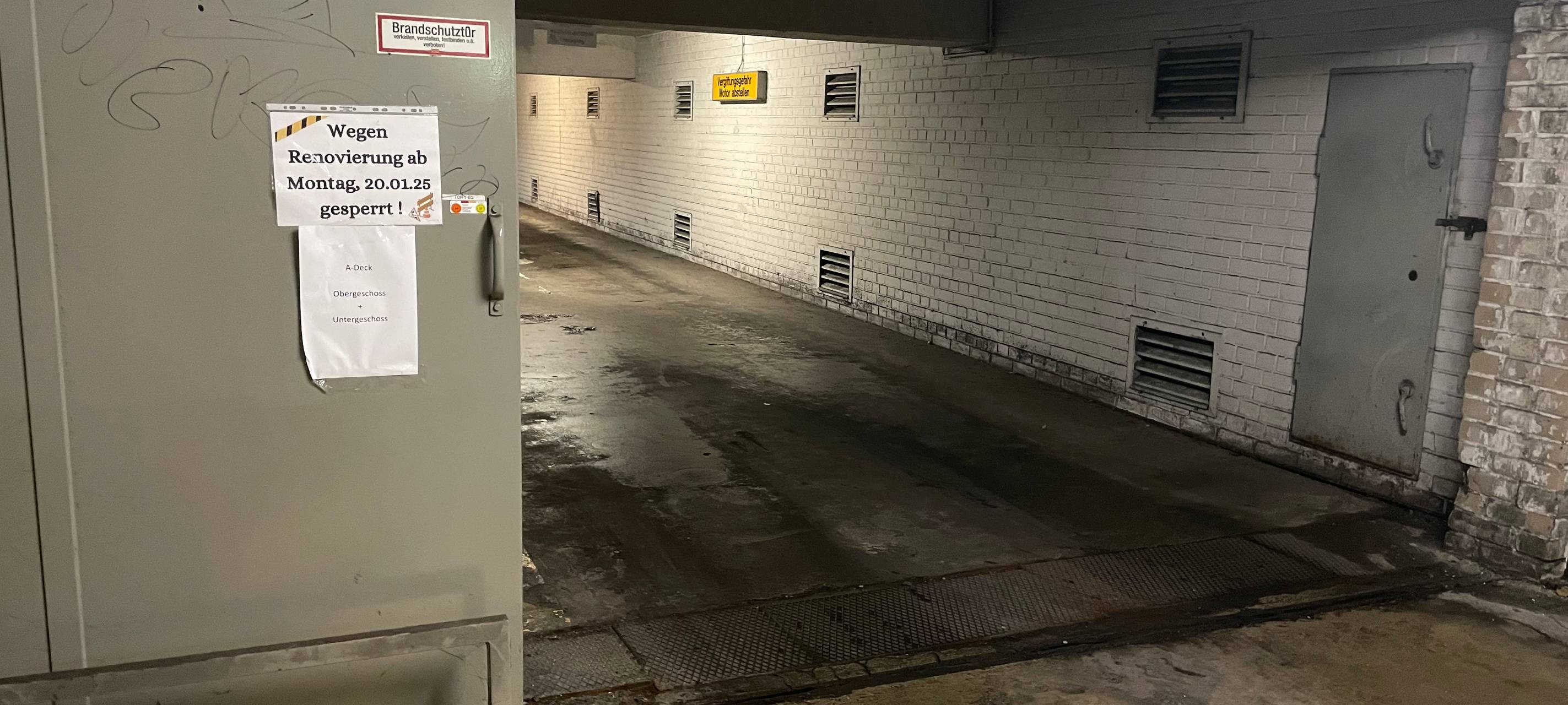 Teile der Kino-Tiefgarage in Hamm plötzlich gesperrt